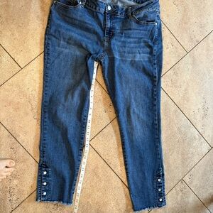 Westport Women's Cropped Denim Jeans with Hem Buttons